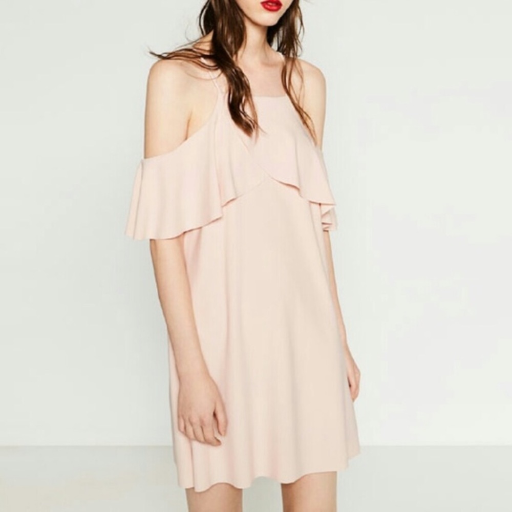 Zara blush pink dress cold shoulder π - Picture 13 of 16